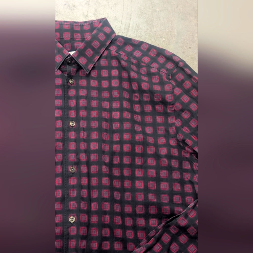 Versace Collection Black and Red Patternws Button Down Shirt, 43/17